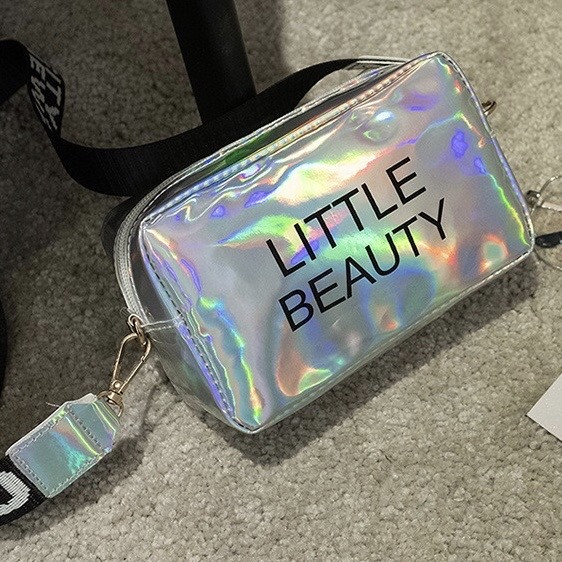 Дефект! Жіноча голографічна сумка через плече дитяча сумка LITTLE BEAUTY сіра біла срібна, фото 1