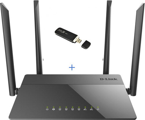 Комплект Wi-Fi роутер D-Link AC1200 + модем ZTE LTE CAT.4
