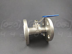 Кран нержавіючий Ду 20 (3/4") фланцевий однокорпусний кульовий Ру16 повнопрохідний