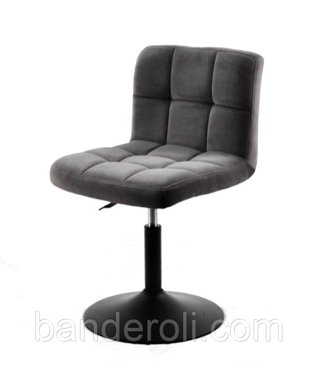 Крісло Arno BK - Base сірий В-1004 велюр (оксамит), на чорній опорі, фото 1