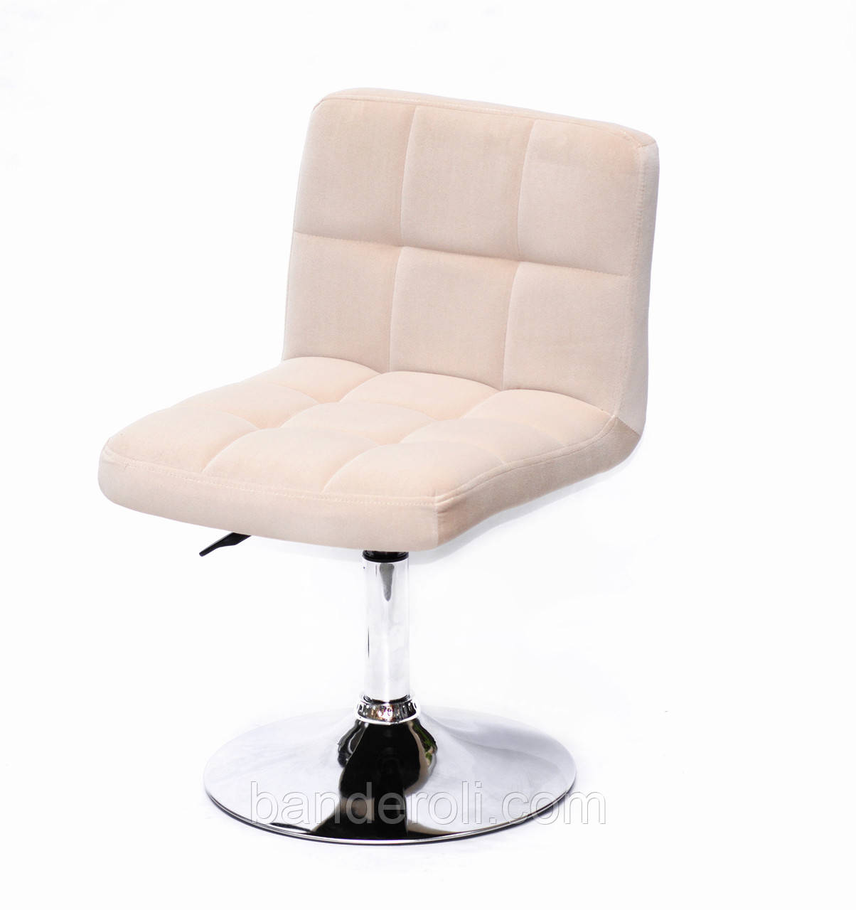 Крісло Arno BK - Base бежевий В-1005 велюр (оксамит), на хромованою опорі, фото 1