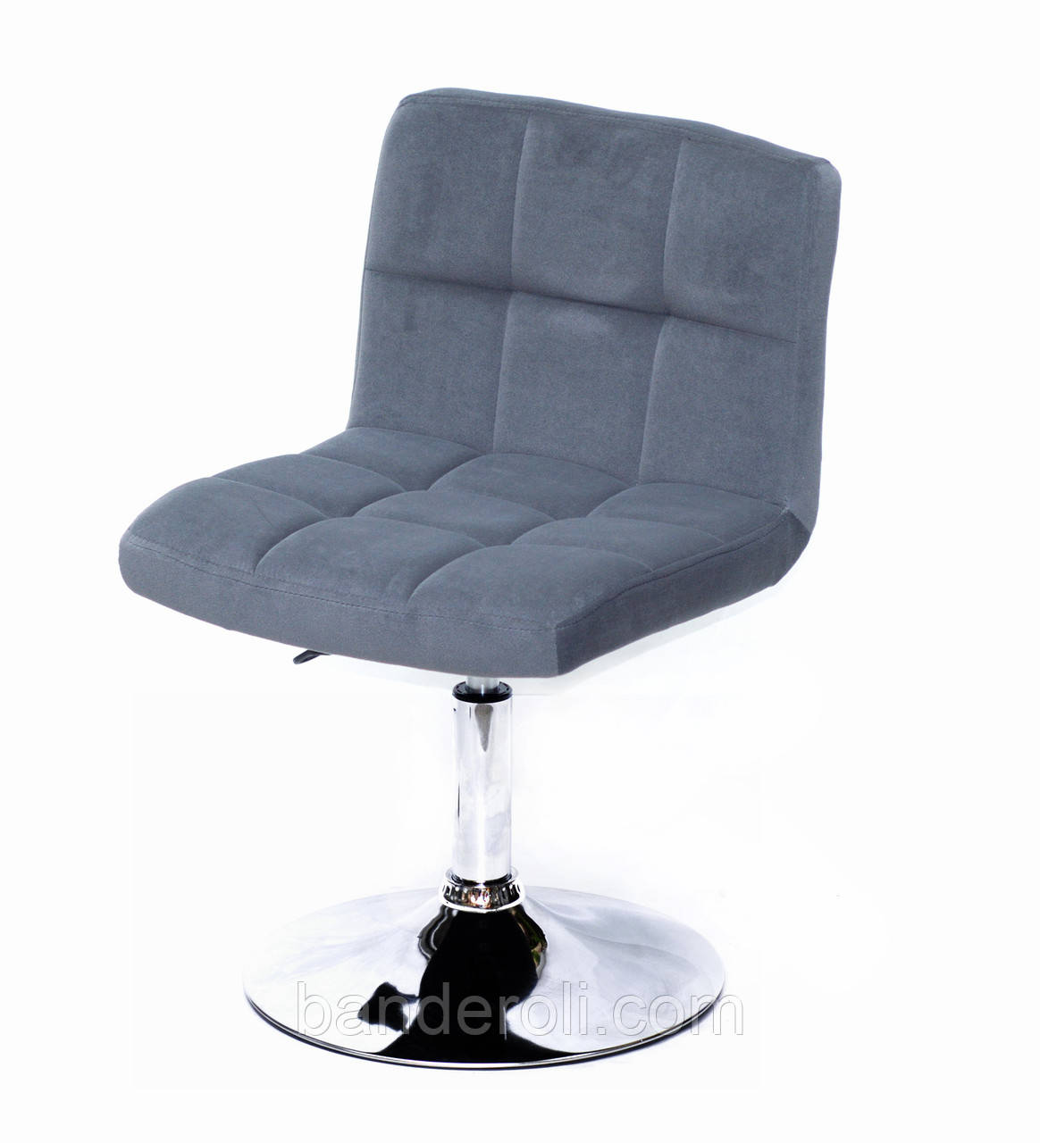 Крісло Arno BK - Base сірий В-1004 велюр (оксамит), на хромованою опорі, фото 1