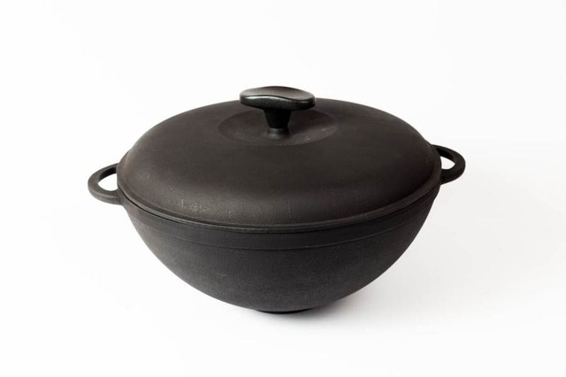 5,5 л Казан чавунний емальований Сітон з чавунною кришкою (каструля WOK)