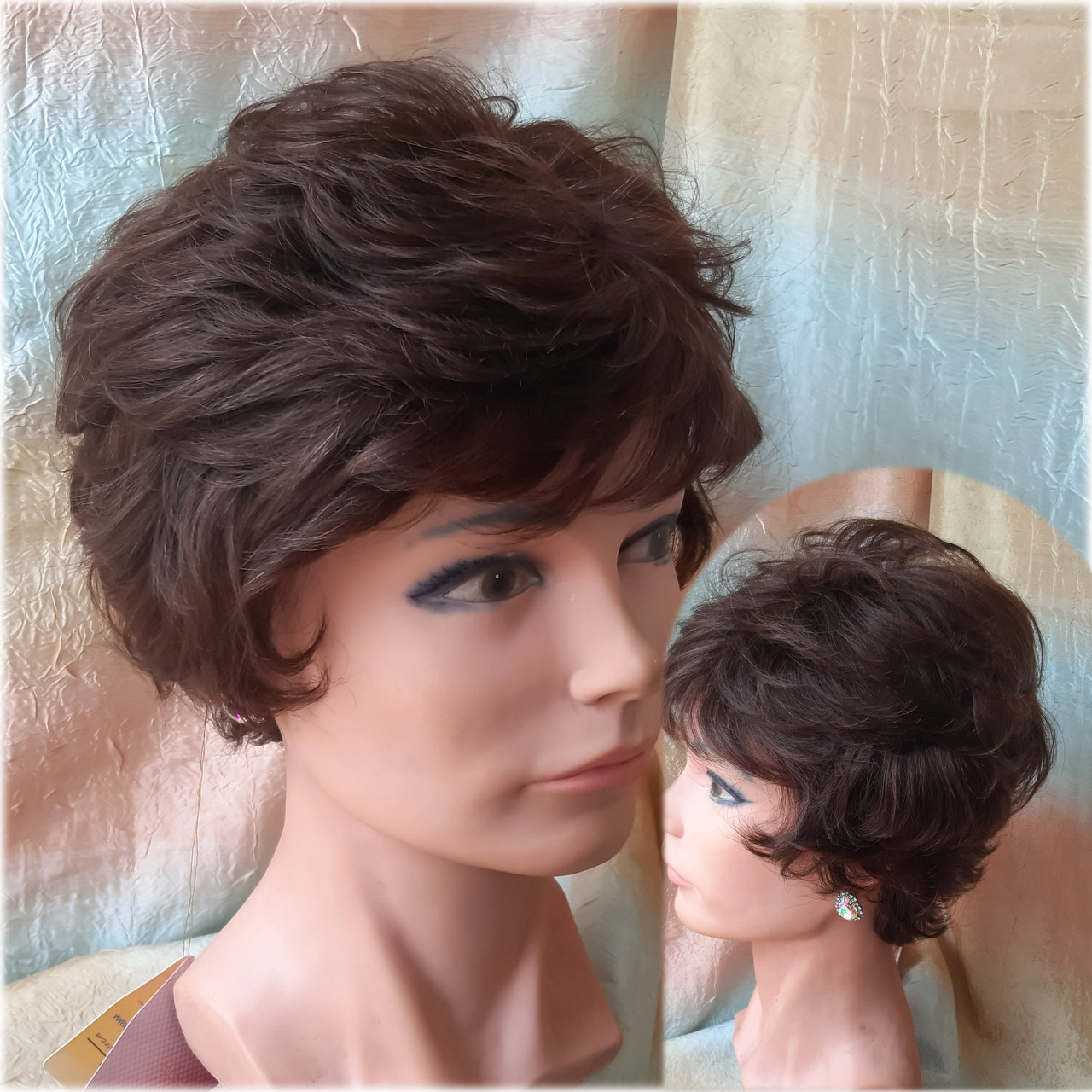 Перука з натурального волосся пишне каштанове 550V HH-33, фото 1