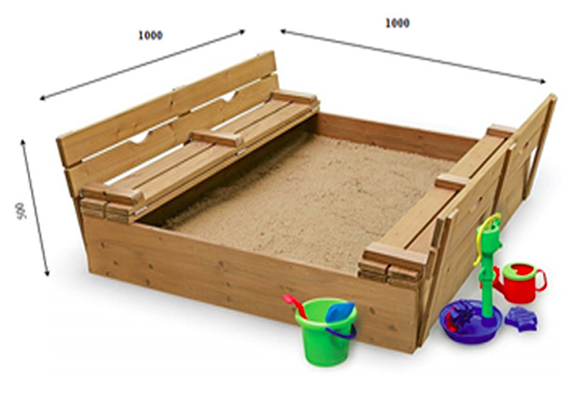 Детская песочница 28 100х100 см деревянная_фото