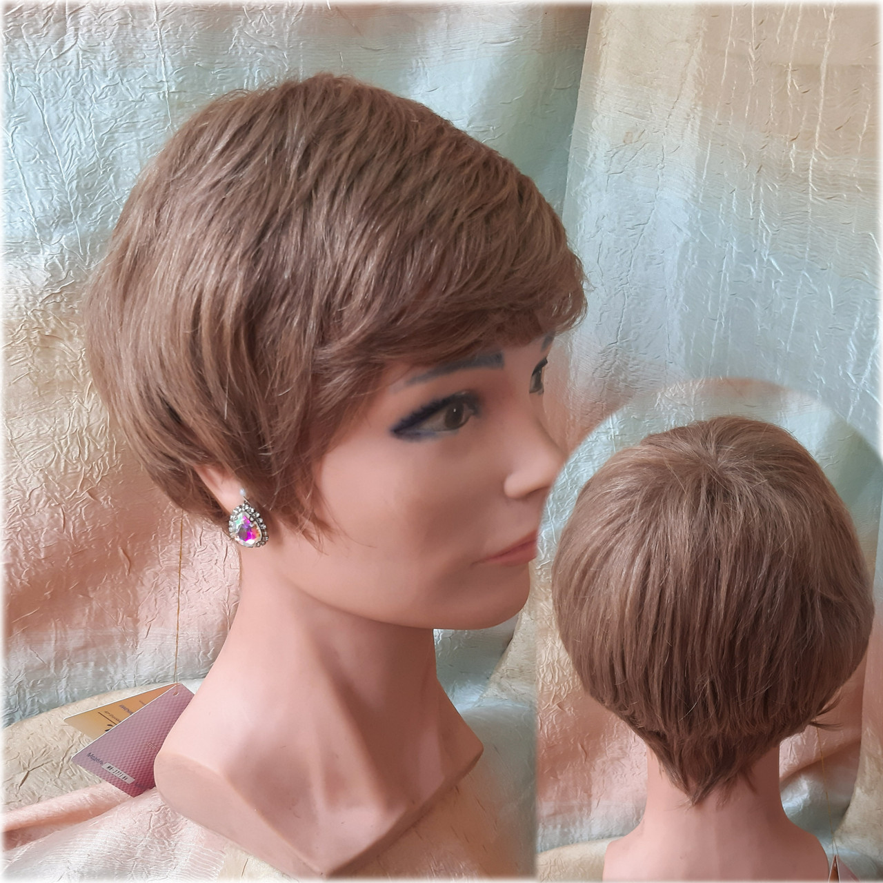 Перуки з натуральних волосся стрижка коротка русявий 3771HH-10, фото 1