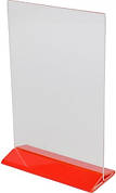 Менюхолдер А5 формату вертикальний з червоною ніжкою