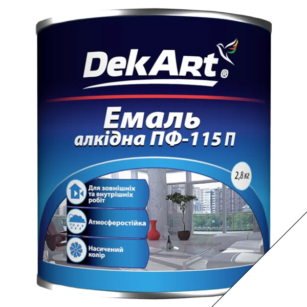 Фарба DekArt ПФ-115П алкідна біла глянцева 2,8кг, фото 1