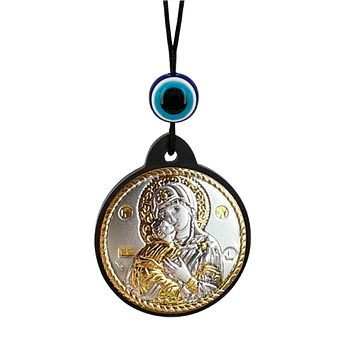 Брелок ікона Володимирськакватер срібна з позолотою