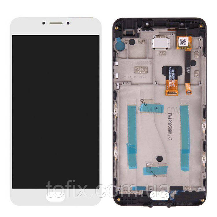 Дисплей для Meizu M3 Note (L681H), 30 pin, модуль в зборі (екран і сенсор), з рамкою, оригінал Білий