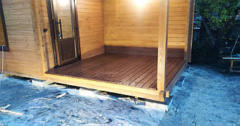 Дом деревянный из профилированного бруса 3х8 м, 3х3 м - открытая зона, 3х 5 м закрытая 2