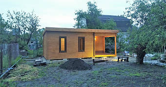 Дом деревянный из профилированного бруса 3х8 м, 3х3 м - открытая зона, 3х 5 м закрытая 4