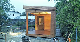 Дом деревянный из профилированного бруса 3х8 м, 3х3 м - открытая зона, 3х 5 м закрытая 5