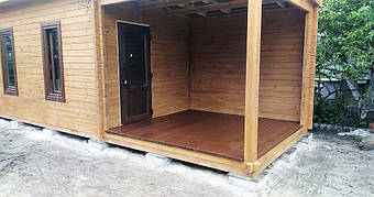 Дом деревянный из профилированного бруса 3х8 м, 3х3 м - открытая зона, 3х 5 м закрытая 9