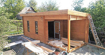 Дом деревянный из профилированного бруса 3х8 м, 3х3 м - открытая зона, 3х 5 м закрытая 11