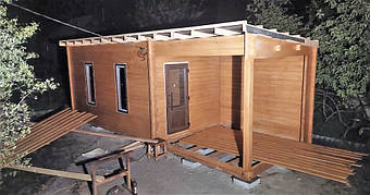 Дом деревянный из профилированного бруса 3х8 м, 3х3 м - открытая зона, 3х 5 м закрытая 18