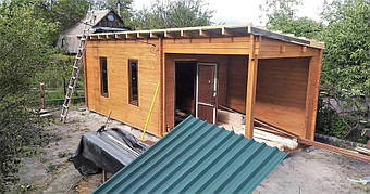 Дом деревянный из профилированного бруса 3х8 м, 3х3 м - открытая зона, 3х 5 м закрытая 19