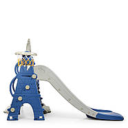 Гірка з гойдалкою Bambi CASTLE-4 та баскетбольним кільцем | Гірка з качалкою Замок Сіро-синя, фото 7