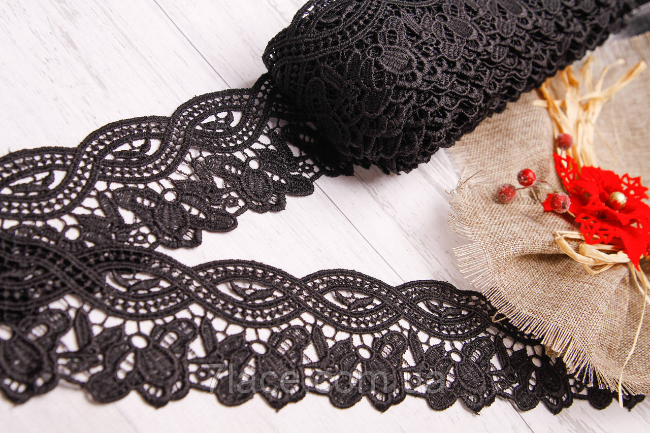 Мереживо-макраме (гіпюр)/колір чорний/ширина 6,5 см/замовлення від 1 м