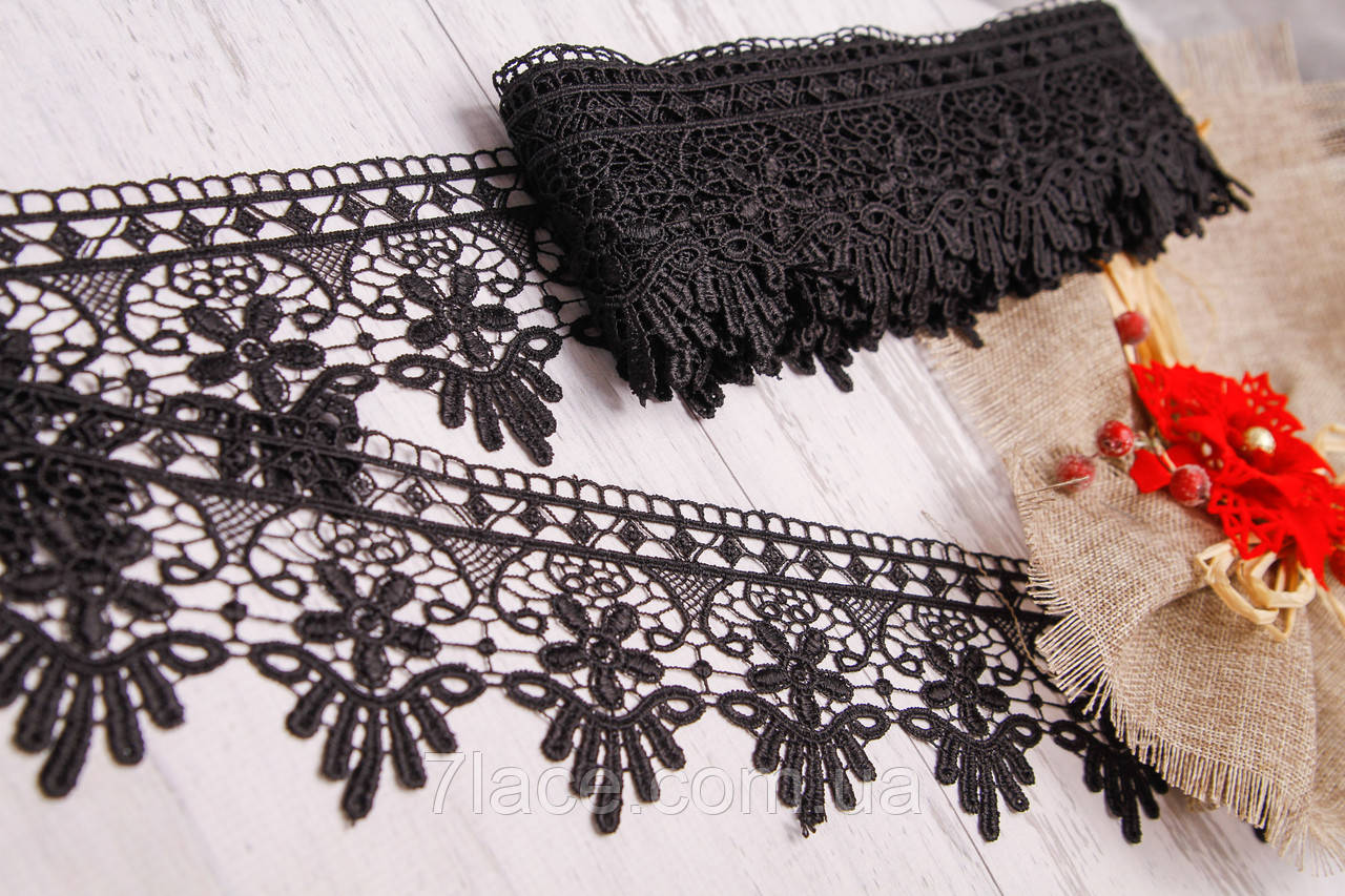 Мереживо-макраме (гіпюр)/колір чорний/ширина 7,5 см/замовлення від 1 м