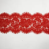 Ажурне французьке мереживо шантильї (з війками) червоного кольору шириною 15 см, довжина купона 3,0 м., фото 2