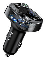 FM-трансмітер (модулятор) в машину Baseus T-typed MP3 Charger Bluetooth Чорний (CCALL-TM01), фото 3
