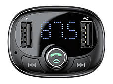 FM-трансмітер (модулятор) в машину Baseus T-typed MP3 Charger Bluetooth Чорний (CCALL-TM01), фото 2