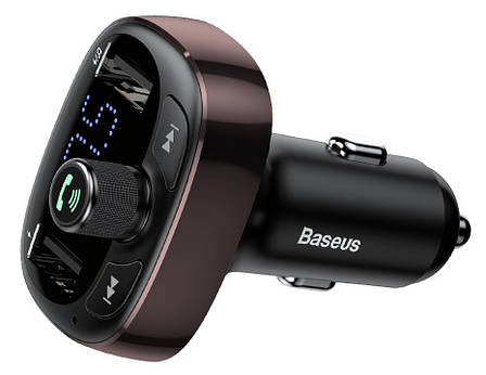 FM-трансмітер (модулятор) в машину Baseus T-typed MP3 Charger Bluetooth Dark Coffee (CCALL-TM12), фото 1