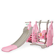 Гірка з гойдалкою Bambi WM19016-8 та баскетбольним кільцем | Гірка з гойдалкою музика та світло Рожева (ВІДЕООБЗОР), фото 3