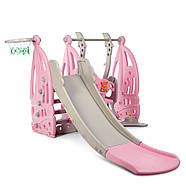 Гірка з гойдалкою Bambi WM19016-8 та баскетбольним кільцем | Гірка з гойдалкою музика та світло Рожева (ВІДЕООБЗОР), фото 7