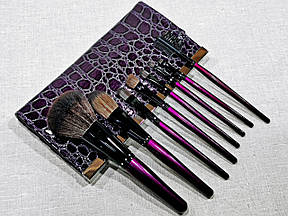 РОЗПРОДАЖ!!! Набір кистей для макіяжу в гаманці 8 (Фіолетовий)