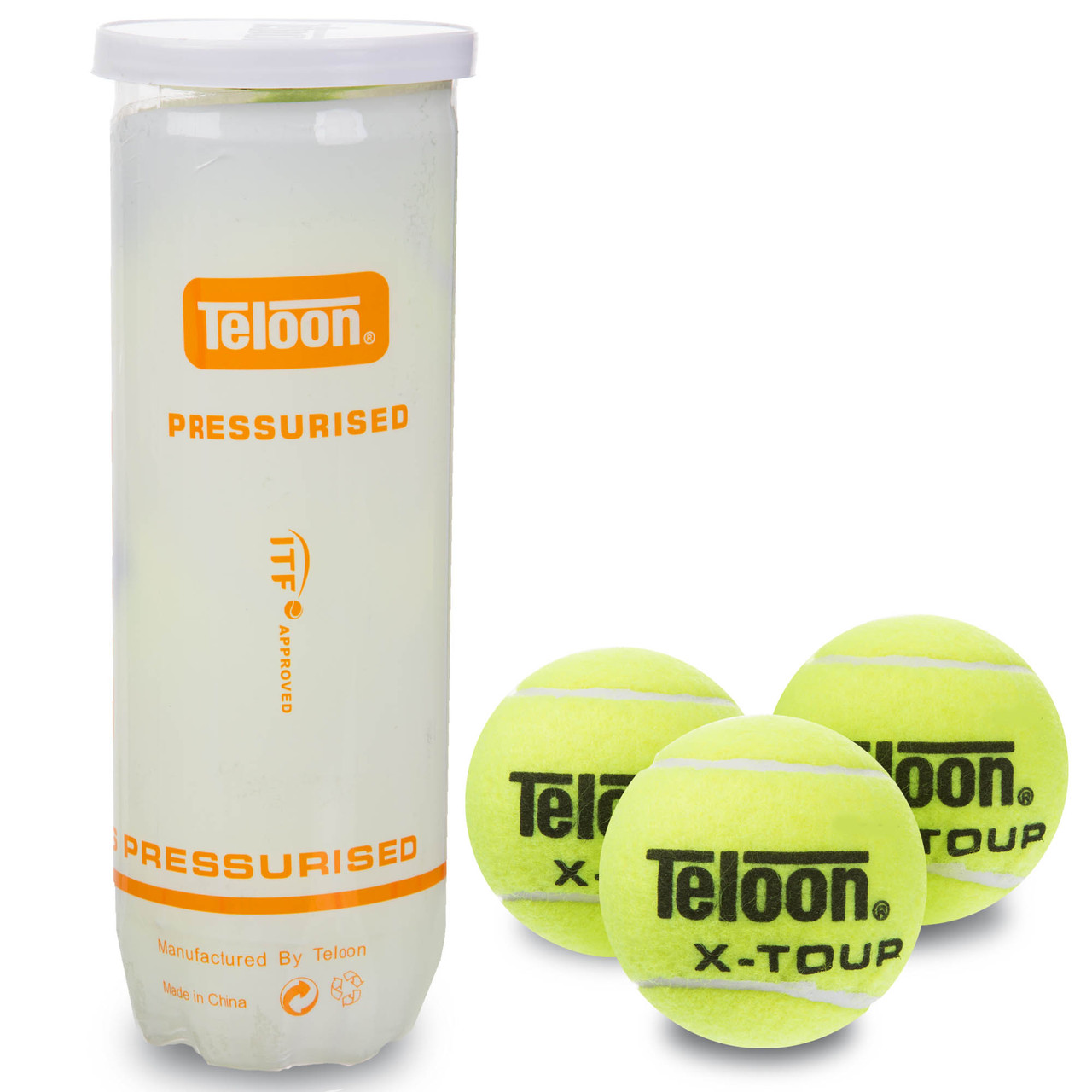 М'яч для великого тенісу Teloon X-Tour T878P3: 3 м'ячі у вакуумному пакованні