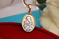 Ладанка Xuping Jewelry овальная серебристая Богородица с младенцем в золотистой оправе 1,6 см