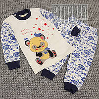 Трикотажная осень весна р 104 2-3 года детская пижама для на мальчика детей ребёнку хлопок ИНТЕРЛОК 4923 Синий