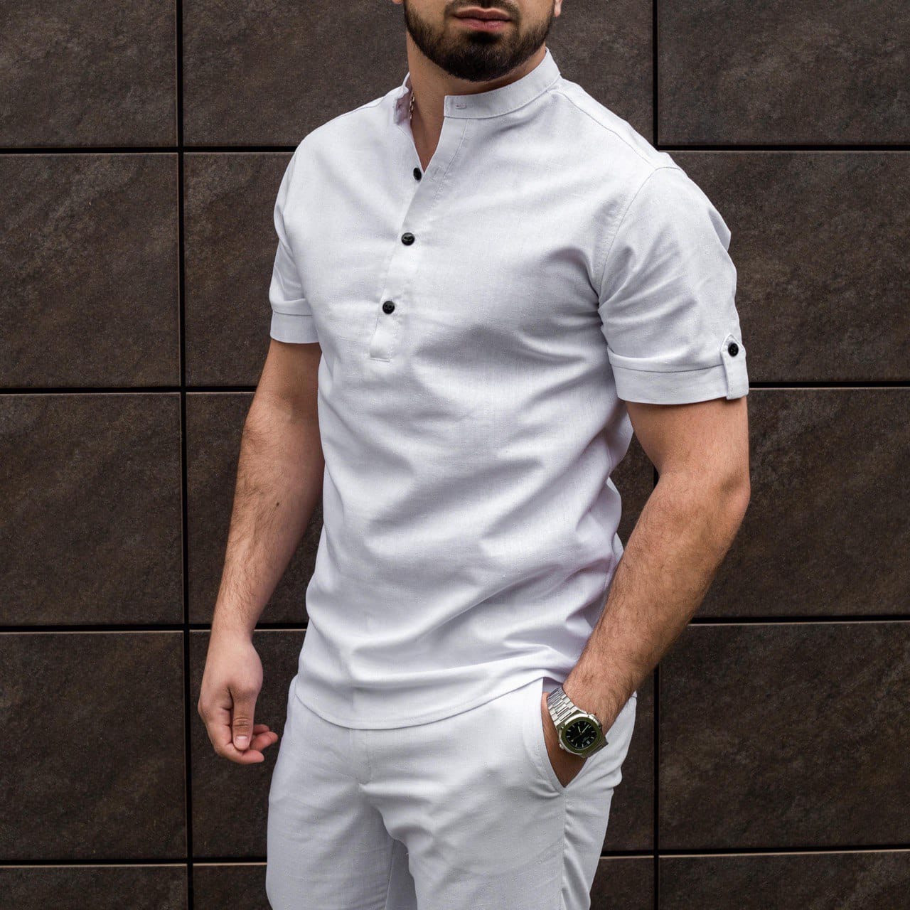 Рубашка мужская с коротким рукавом Bund x white (ID#1189144026