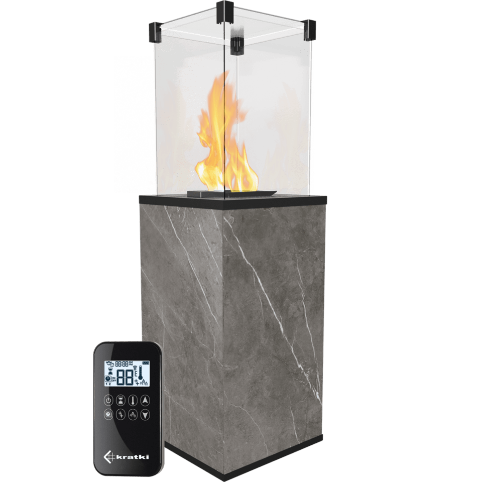 Садовий камін газовий KRATKI PATIO MINI у версії NATURALI PIETRA GREY - пульт