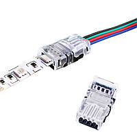 RGB-конектор HIPPO-M 10 мм 4pin-4pin. З'єднання RGB стрічки з дротом без паяння