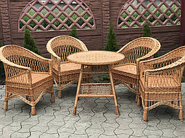 Набір плетених меблів із чотирма кріслами та круглим столом, фото 3