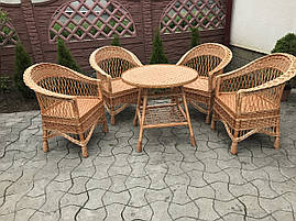 Набір плетених меблів із чотирма кріслами та круглим столом, фото 2