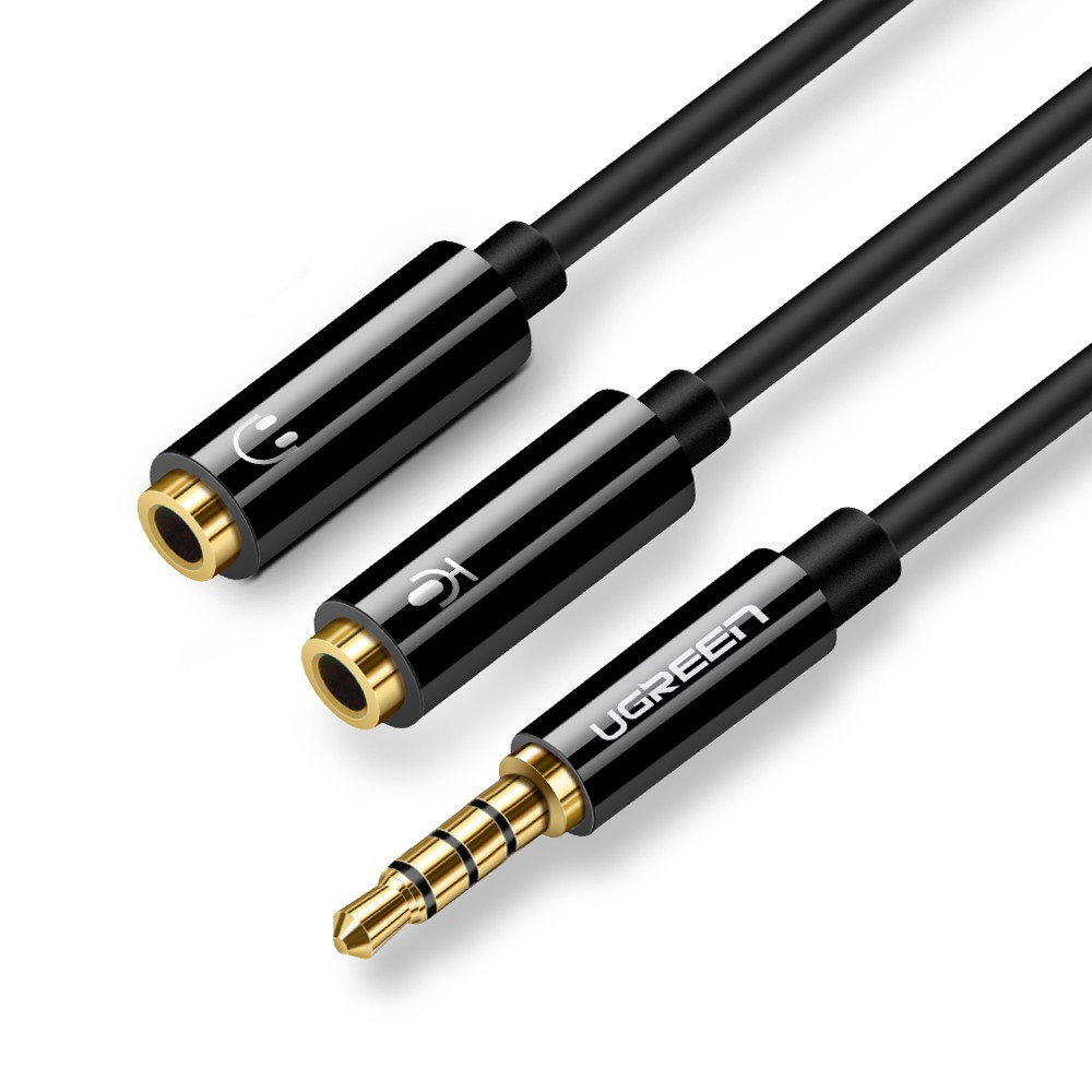 Спліттер Ugreen перехідник-розгалужувач 3.5 mm AM to 3.5 mm 2 AF Black (AV141)