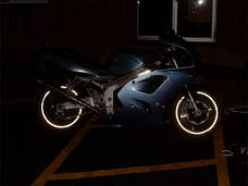 Світловідбивні наклейки сині радіус R10" на обід колеса дитячого велосипеда, мопеда, мотоцикла, машини., фото 2