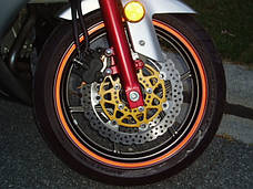 Світловідбивні наклейки жовті радіус R12" на обід колеса дитячого велосипеда, мопеда, мотоцикла, машини., фото 3