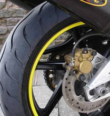 Світловідбивні наклейки жовті 17 дюймів на колеса мотоцикла або авто, на диски, на обод колеса, фото 3