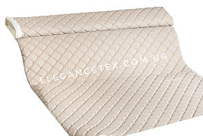 Прошитий шкірозамінник для автомобілів дубльований поролоном і Флізліном. «Ромб».Турецького виробництва.