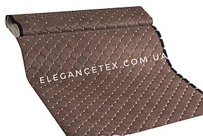 Прошитий шкірозамінник для автомобілів дубльований поролоном і Флізліном. «Ромб».Турецького виробництва.