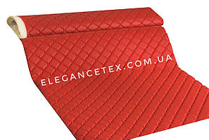 Прошитий шкірозамінник для автомобілів дубльований поролоном і Флізліном. «Ромб».Турецького виробництва.