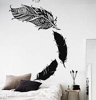 Интерьерная виниловая наклейка на стену Перья ловца снов (ловец снов, мандала, Менди, самоклейка)