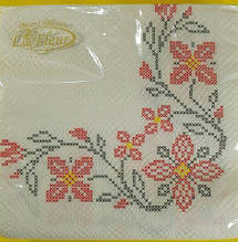 Дизайнерська серветка (ЗЗхЗЗ, 20шт) La Fleur Вишиті квіти (118) (1 пач.)