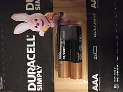 Батарейки AAA (LR03) Duracell Simply Alkaline — 2 шт.