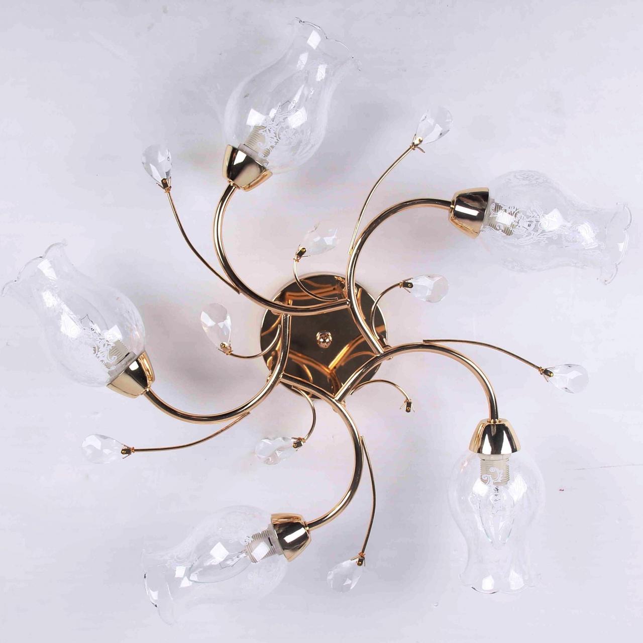 Люстра стельова з прозорими плафонами у формі квітки SLAVIA ML005/5